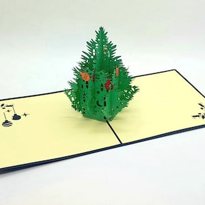 Pop up Christmas card, Laser cut card, 3D card, Christmas tree card, Merry Christmas card