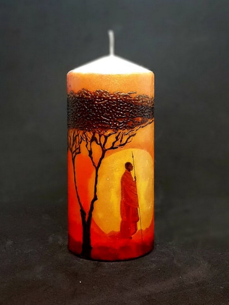 Decorated Candle Decorative Candle Large Pillar Candle Etsy