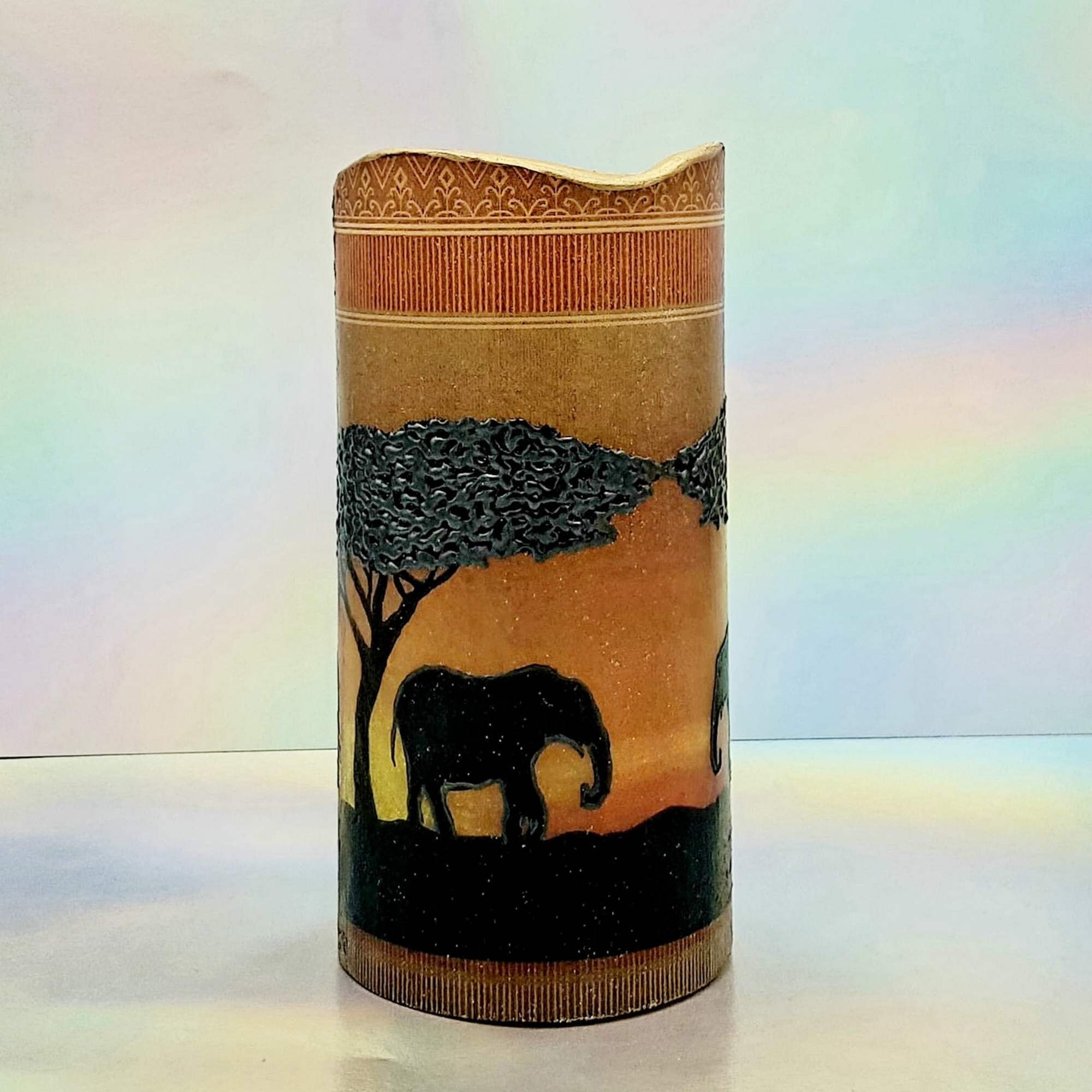 LED Pillar Candle African Sunset Decorative Candle African Etsy UK