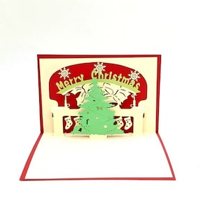 Pop Up Karte Weihnachtskarte, Laser cut Karte, 3D Karte, Merry Christmas Karte