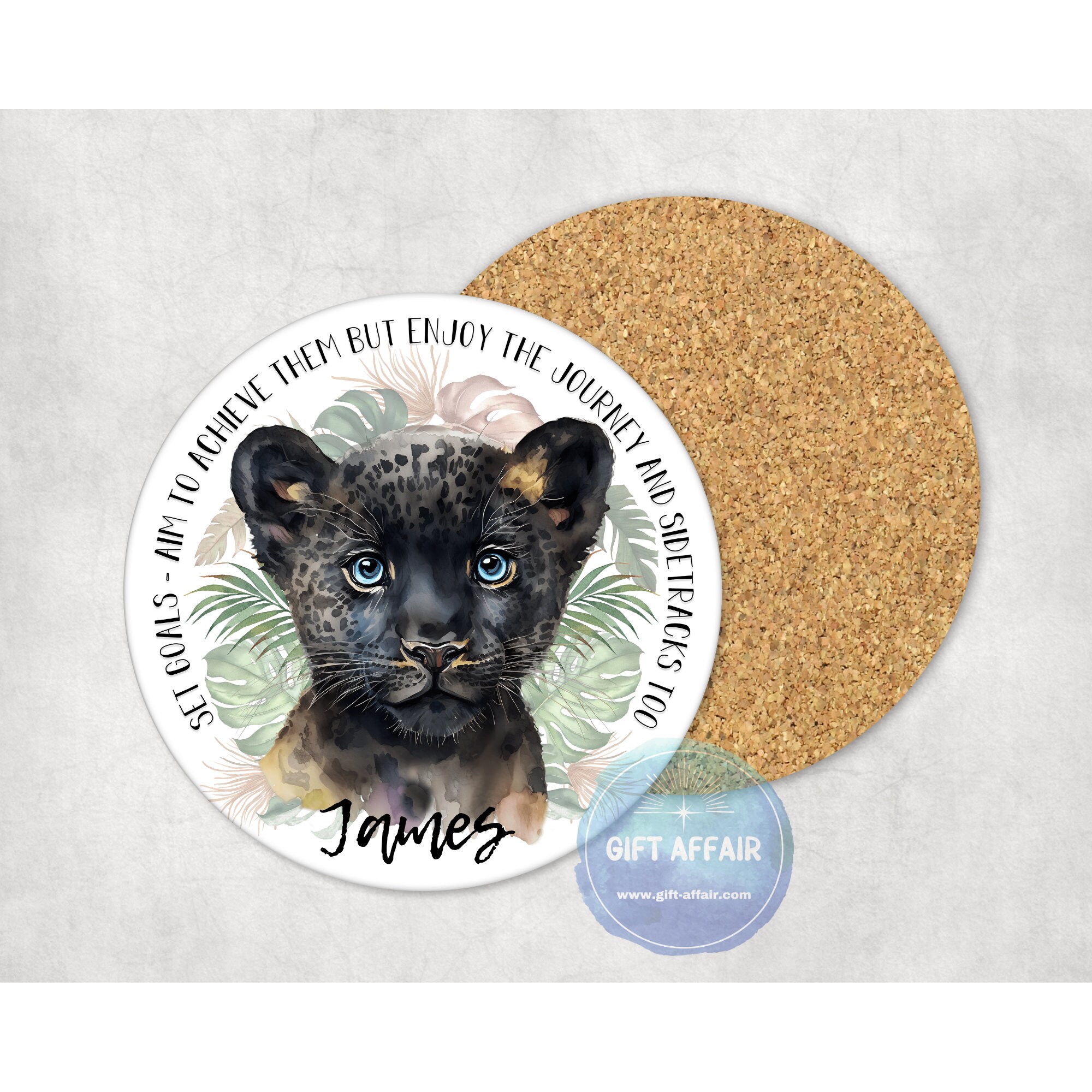 Panther Coasters: Personalized Affirmation, Pastel Decor (set of 4) - Etsy