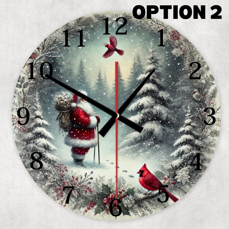 Santa Claus Glass Wall Clock With Silent Quartz Movement in Festive ...