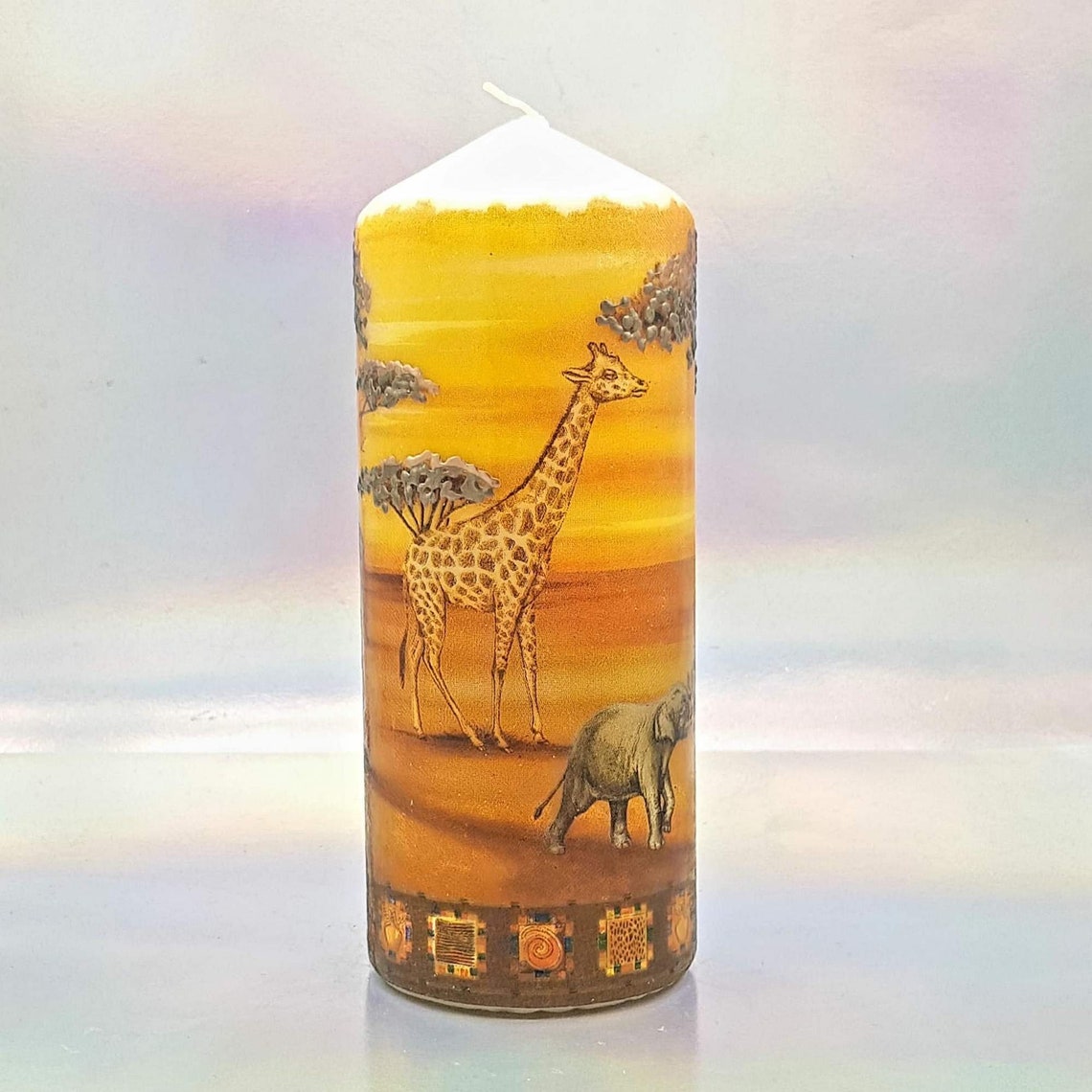 Large pillar candle African wildlife sunset candle unique 3D Etsy