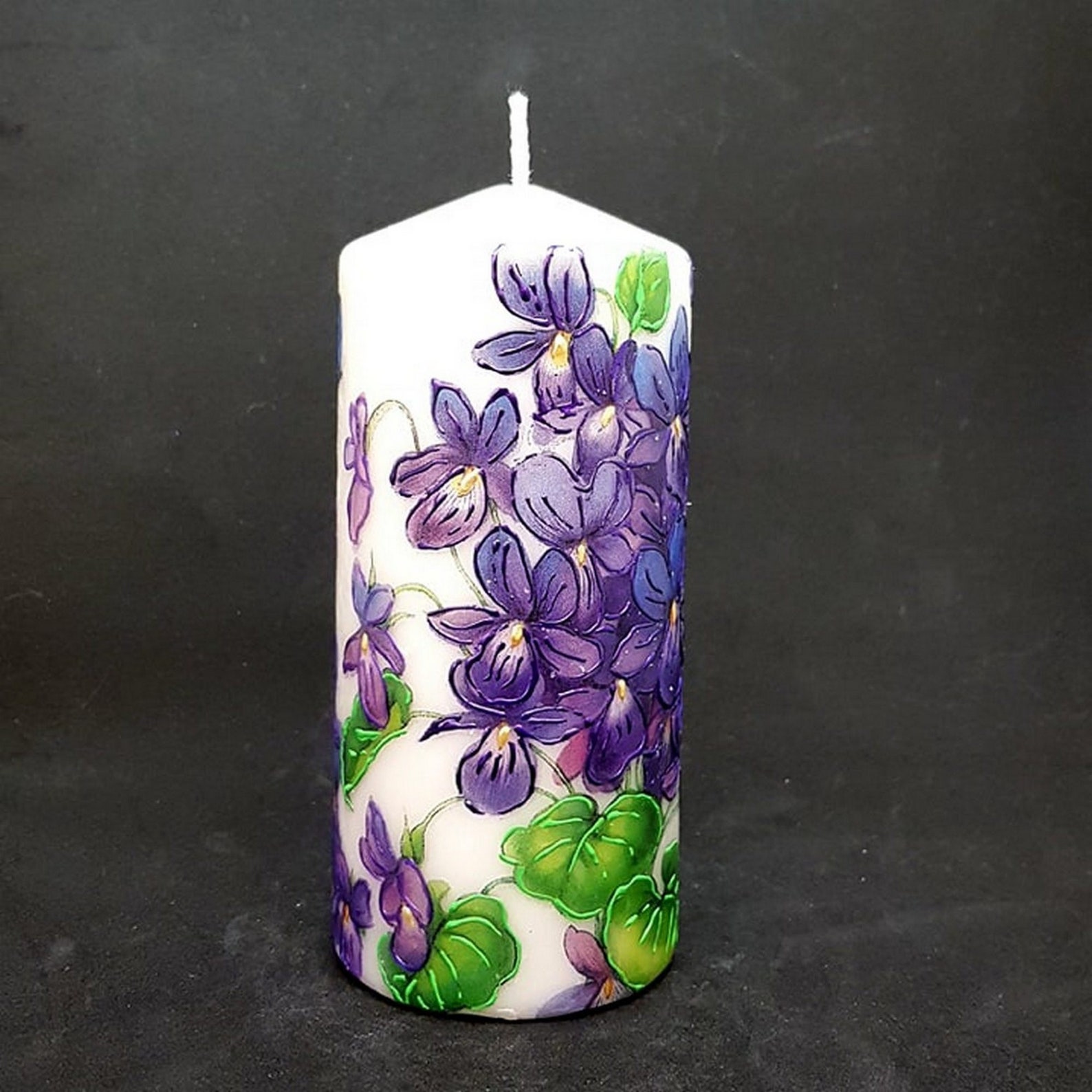 Decorated flower pillar candle Home decor accessory Mothers Etsy
