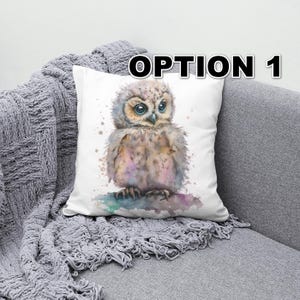 Funda de cojín de lona con diseño de búho en tonos pastel: 6 diseños, 3 tamaños, perfecta para sofá o cama, bonito detalle decorativo para el hogar: idea de regalo significativa
