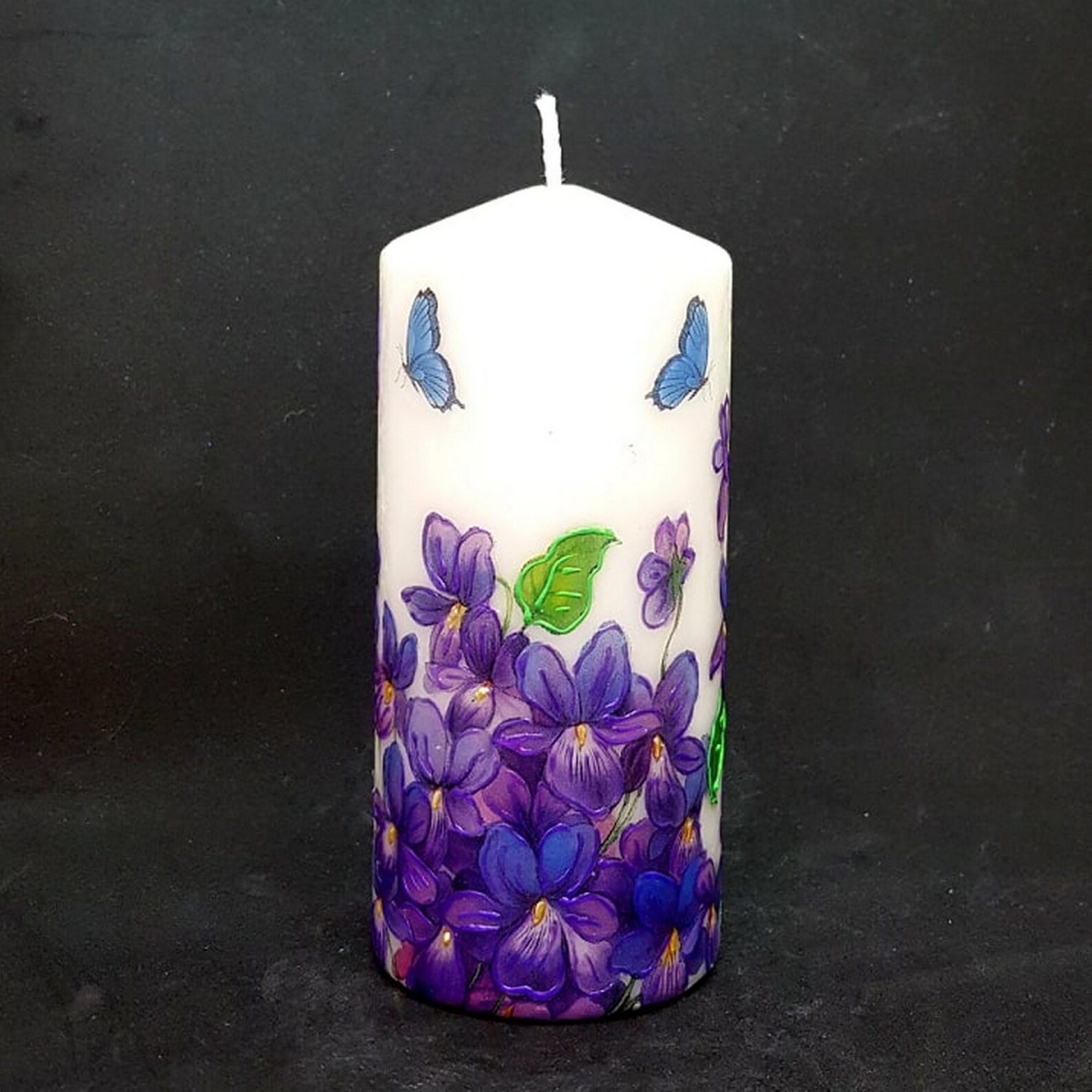 Decorated flower pillar candle Home decor accessory Mothers Etsy