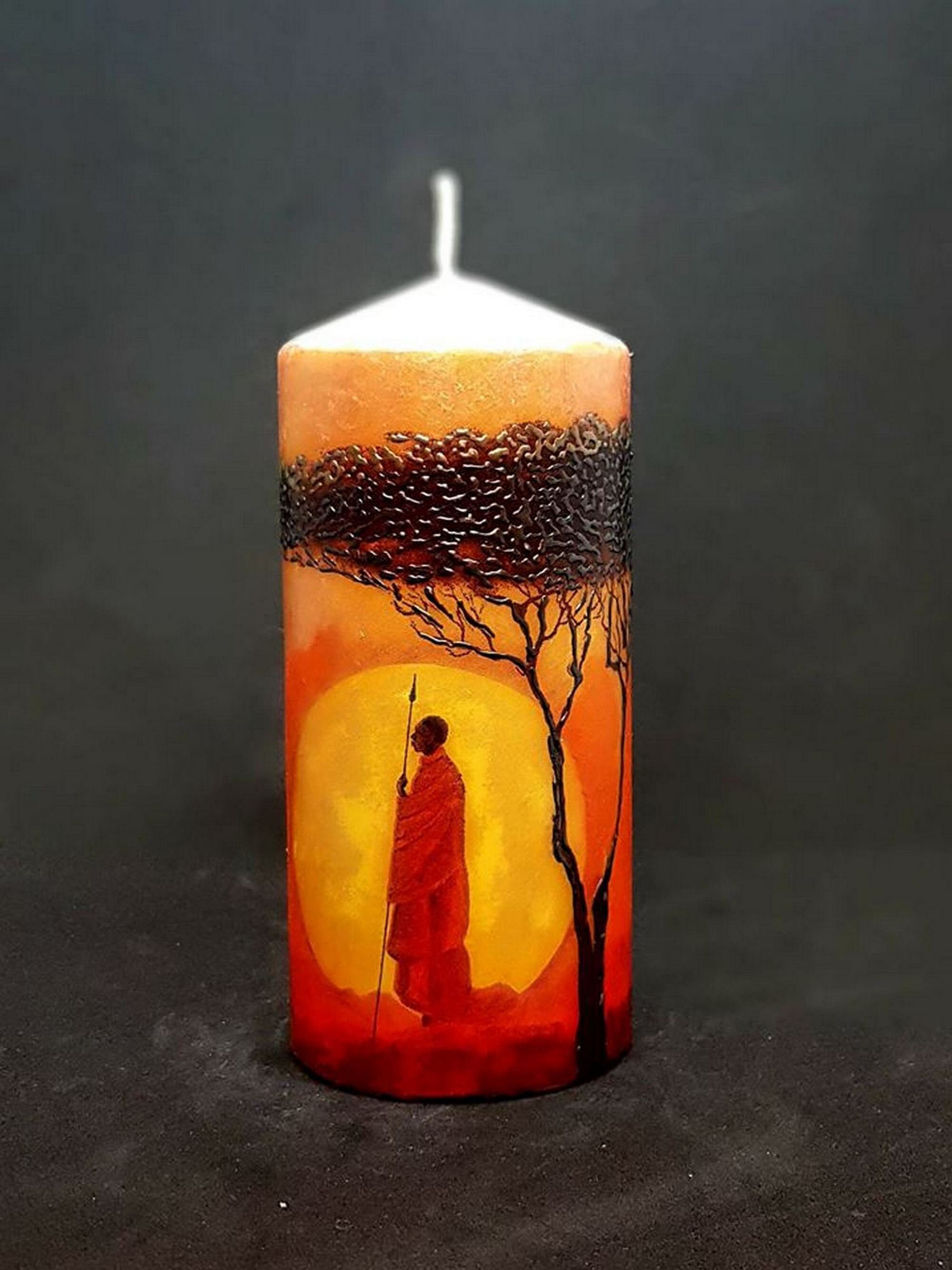 Decorated candle decorative candle large pillar candle Etsy