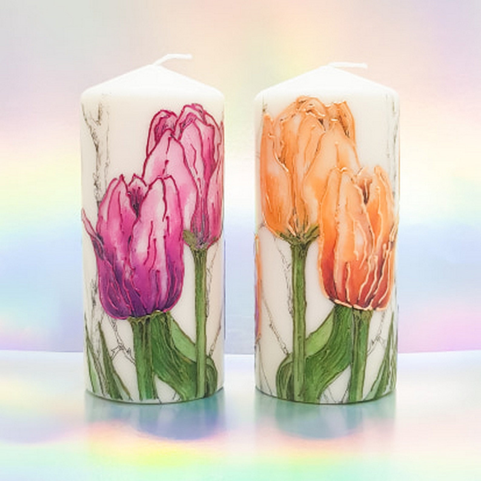 Decorative Pillar Candles Unique Floral Candles Perfect Etsy