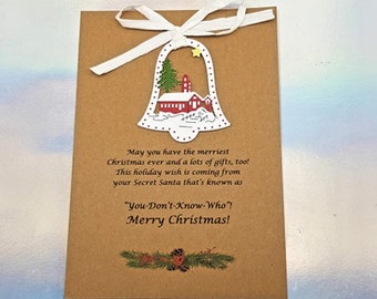 Secret Santa gift card, Wooden Christmas tree decoration, Christmas gift