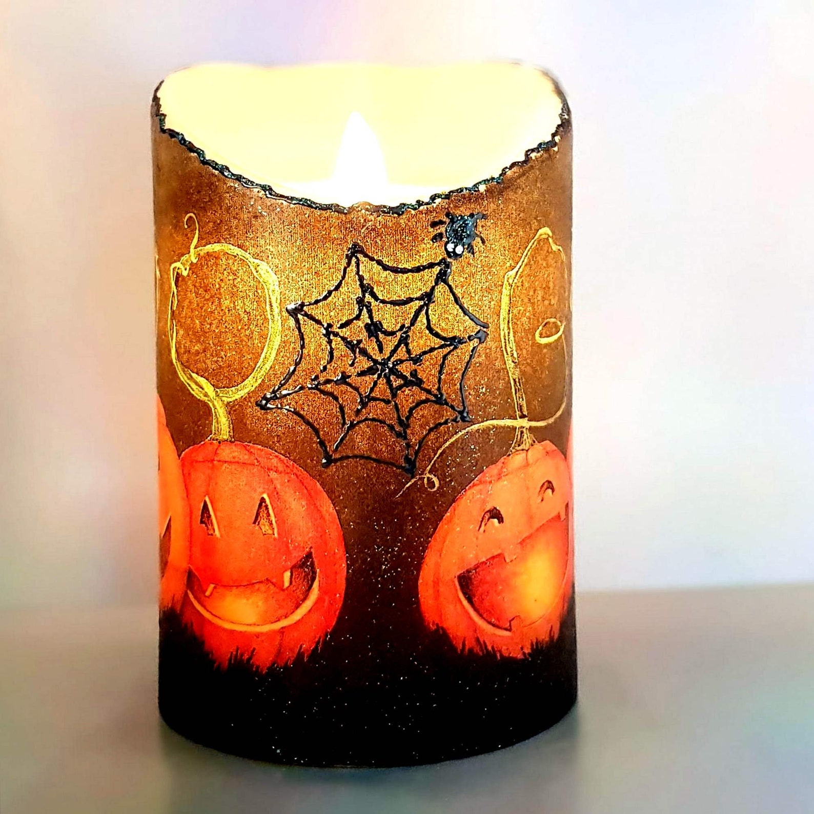 Halloween LED pillar candle unique decorative flameless Etsy