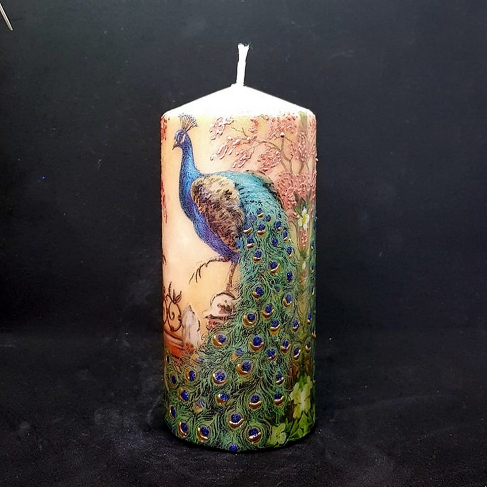 Large Pillar Candle Decorated Candle 3D Effect Royal Etsy