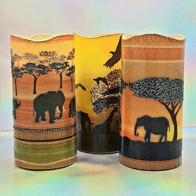 LED Pillar Candle African Sunset Decorative Candle African Etsy UK