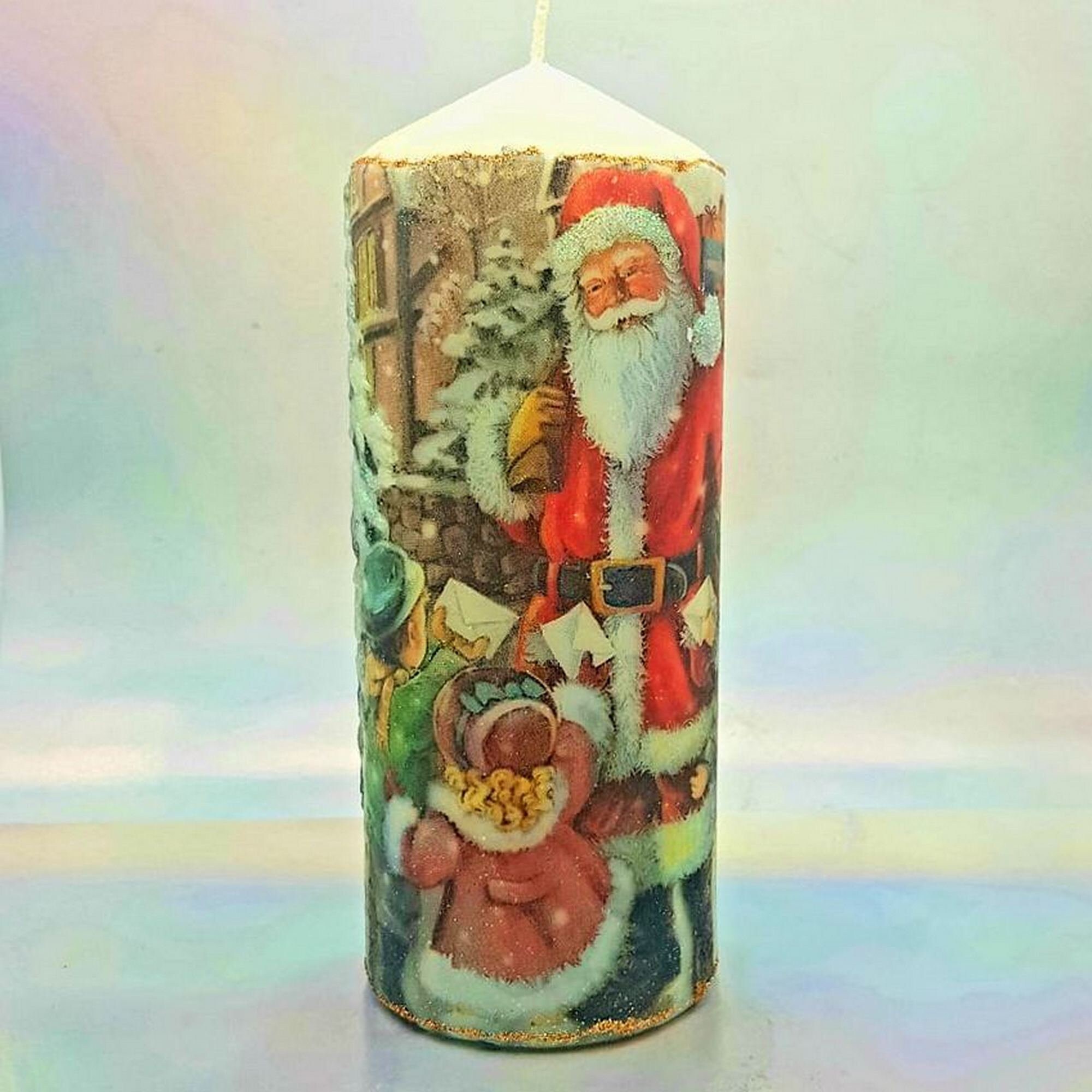 Christmas Pillar Candles Decorative Santa Candles Unique Etsy UK