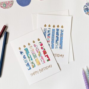 Liberty of London en tissu - Cartes de voeux de célébration avec enveloppe | Conception de bougie