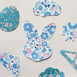 Liberty Print Applique Iron-On Easter Bunny and Egg / Iron-On Transfer / Più dimensioni disponibili