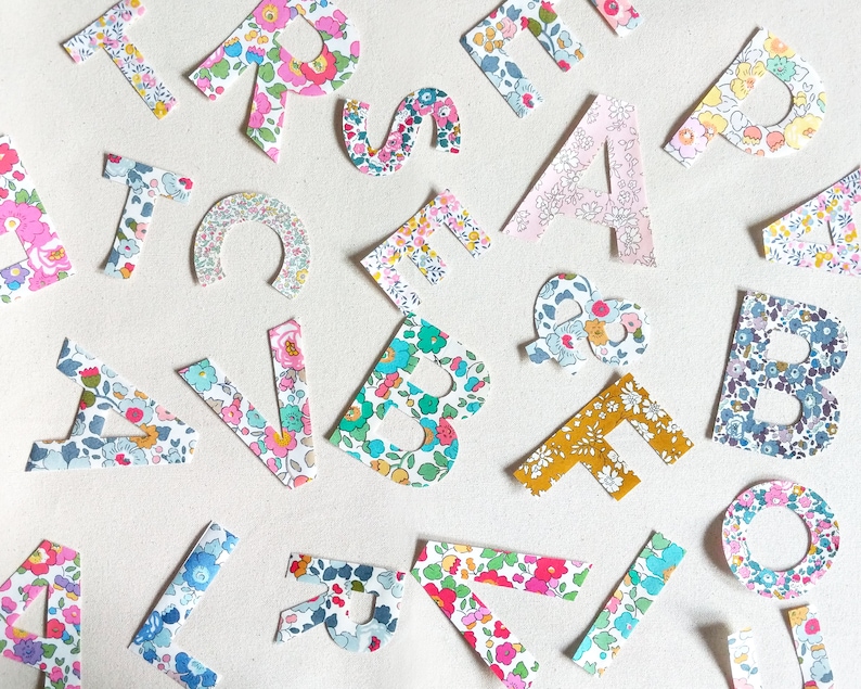 Liberty Fabric Applique Single Block Letters and Numbers Etsy