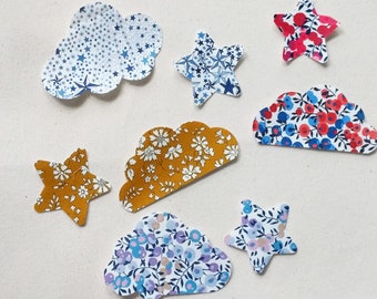 Liberty Print Applique Iron-On Clouds | | de transfert Iron-On Plusieurs tailles disponibles