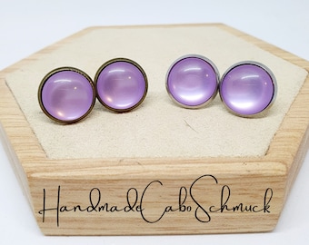 12 mm cabochon earrings lilac purple