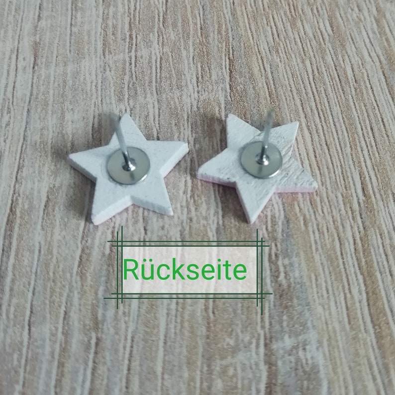 Wooden earrings studs stainless steel stars image 6