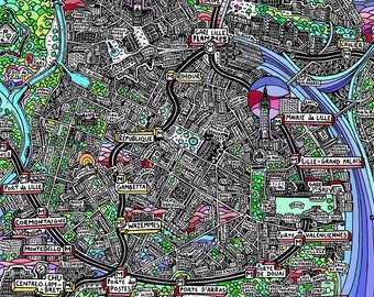 Lille Poster - Hand Drawn Map for Wall Decor - Map of Lille