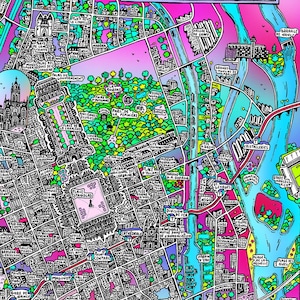 Affiche de NANCY - Cartographie dessinée à la main pour décoration murale - Map of Nancy
