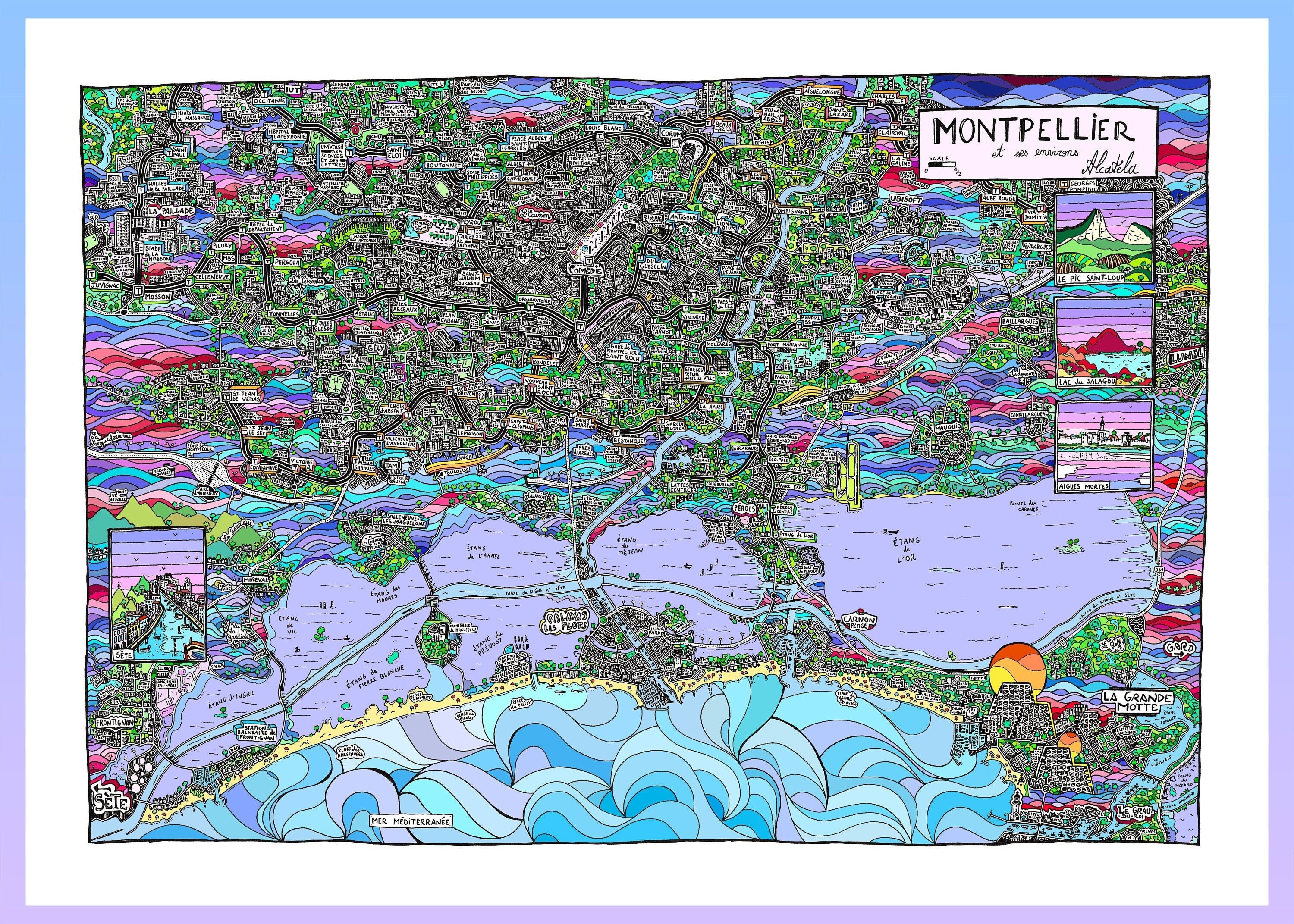 Carte de Montpellier et Ses Environs - Affiche