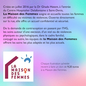 Peut inclure: Graphique en fran&ccedil;ais pour "La Maison des Femmes", un centre pour femmes en difficult&eacute; ou victimes de violences. Le logo pr&eacute;sente une maison et les mots "La Maison des Femmes".