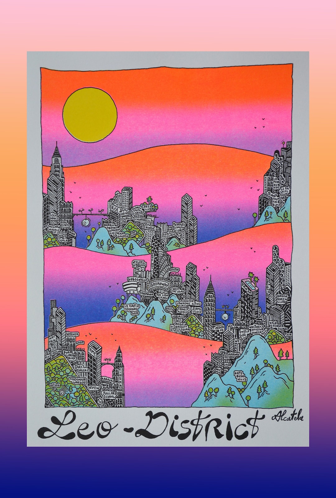 LEO - DISTRICT - Risography Astrology Poster - LEO Sign