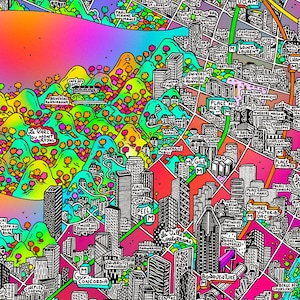 Affiche MONTRÉAL - Map of Montreal - Cartographie Dessinée à la main pour décoration murale représentant Montréal