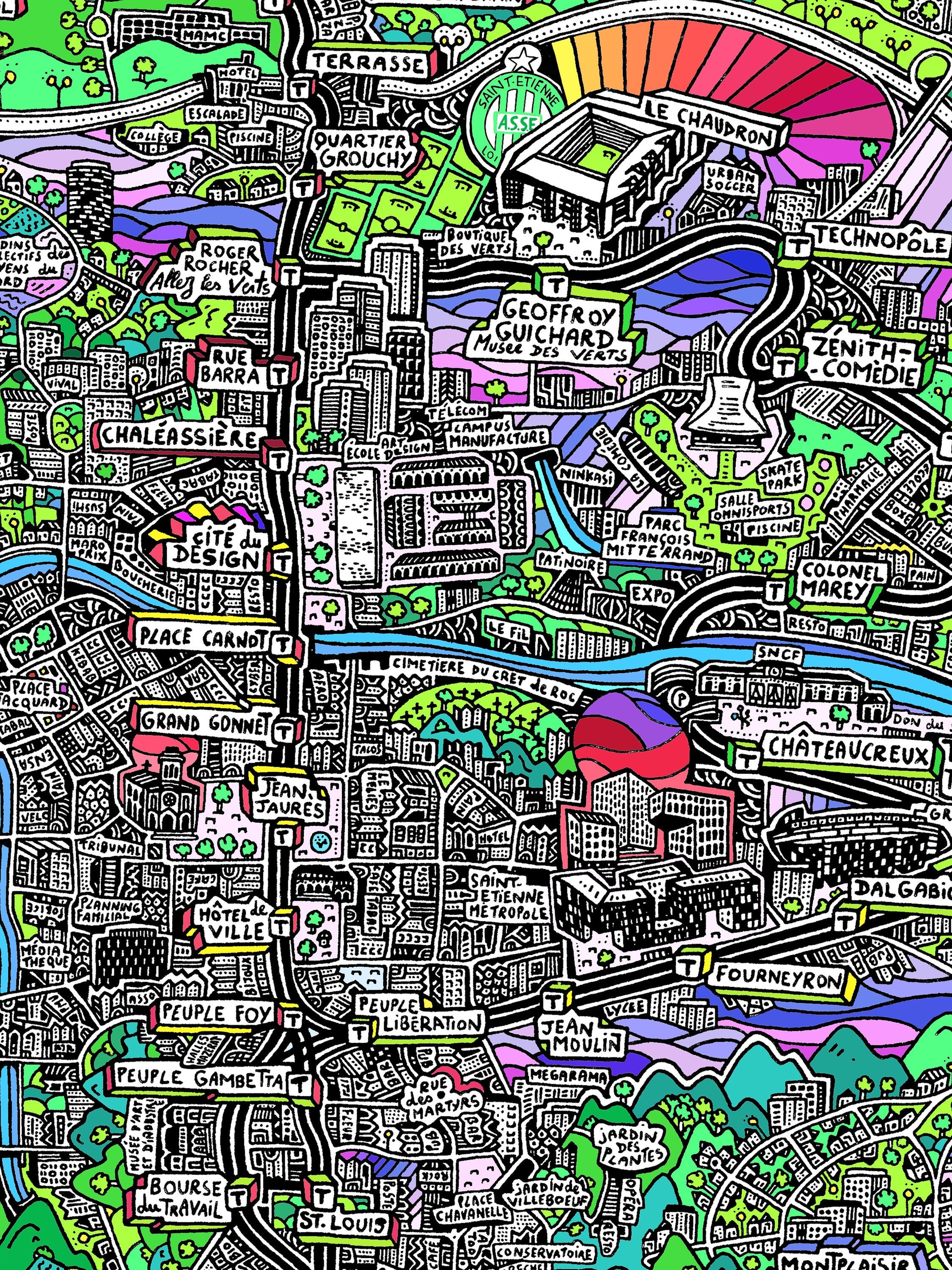 Carte de Saint-Etienne - Map Of Saint-Etienne