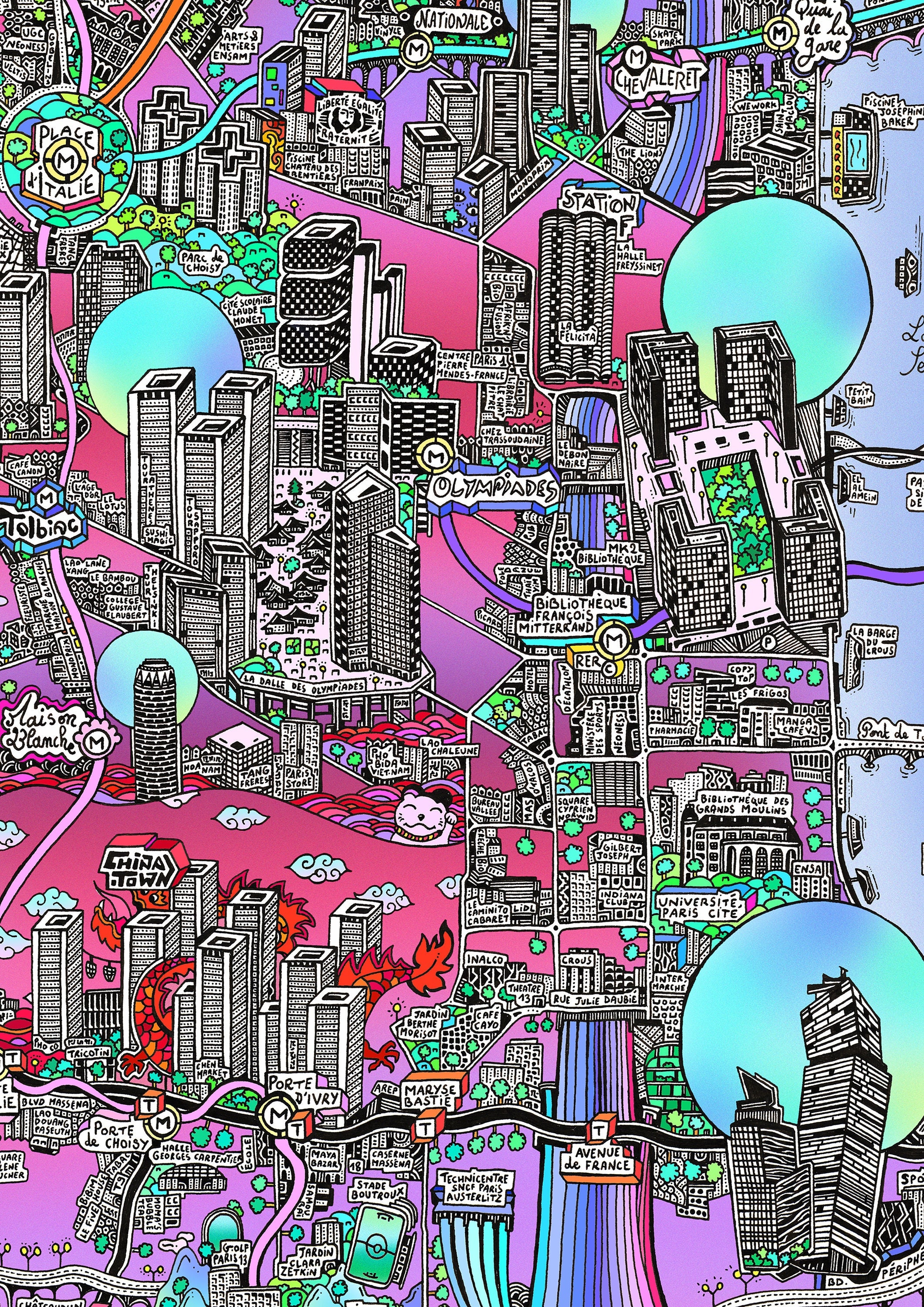 PARIS 13 区のポスター - パリ 13 区の地図 - PARIS 13 を表す壁