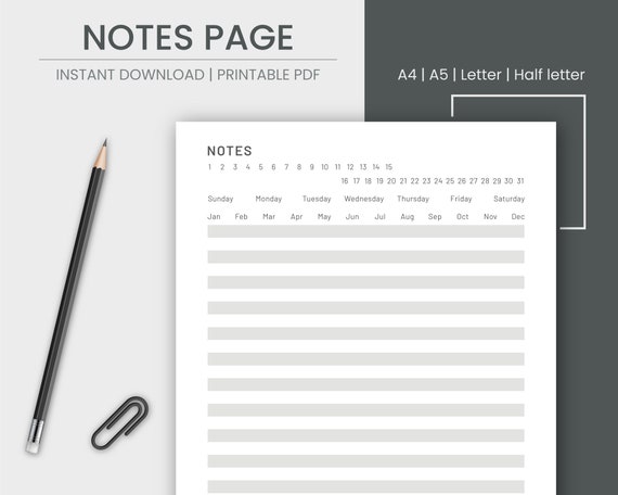 Notebook Paper Pages Printable Printable Notes Page Writing - Etsy