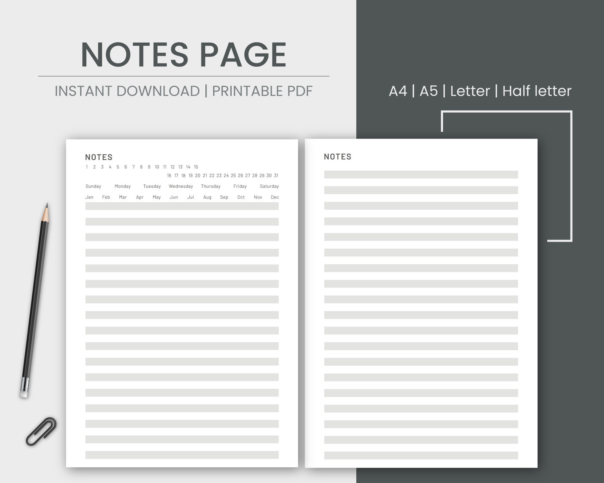 Notebook Paper Pages Printable, Printable Notes Page, Writing Paper ...