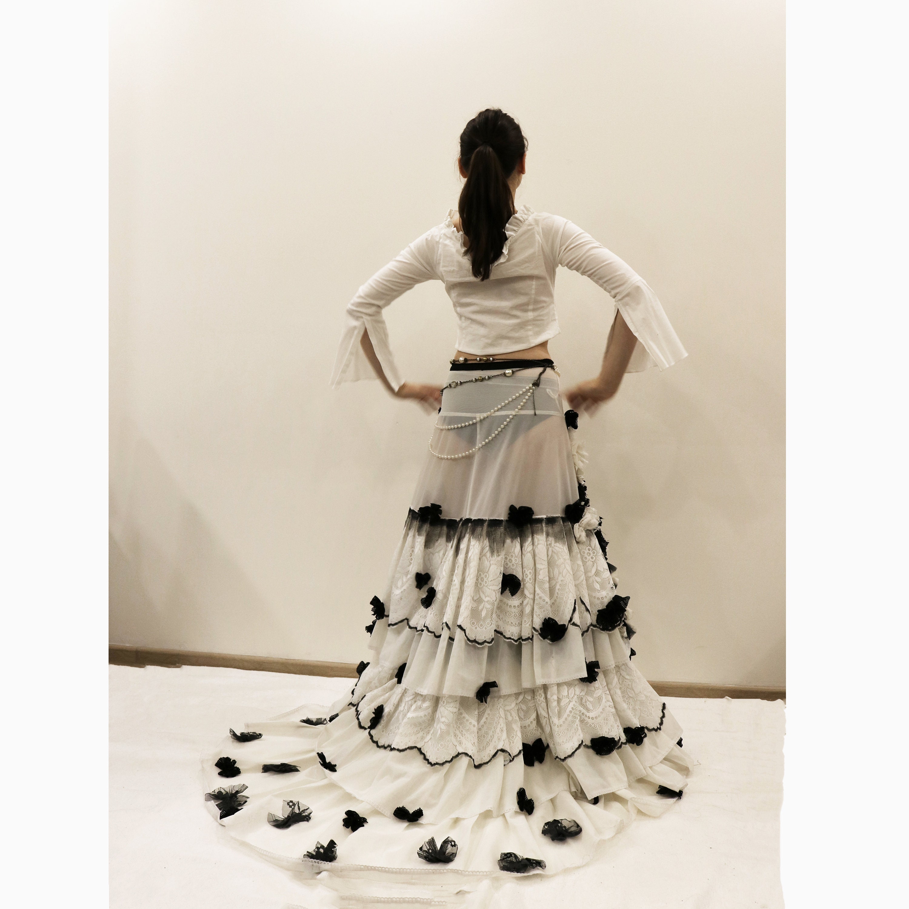 Flared top ribbon skirt
