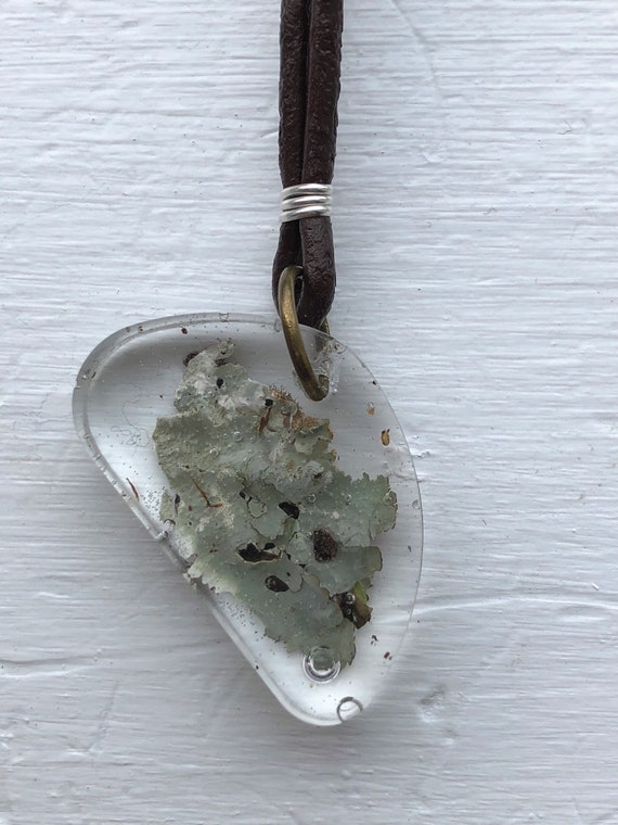 Epoxy Resin Natural Nature Bark Tree Lichen Pendant Etsy