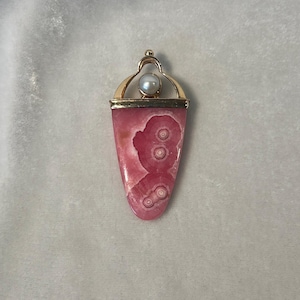 Spectacular Pink Rhodochrosite and 14k Gold Pendent