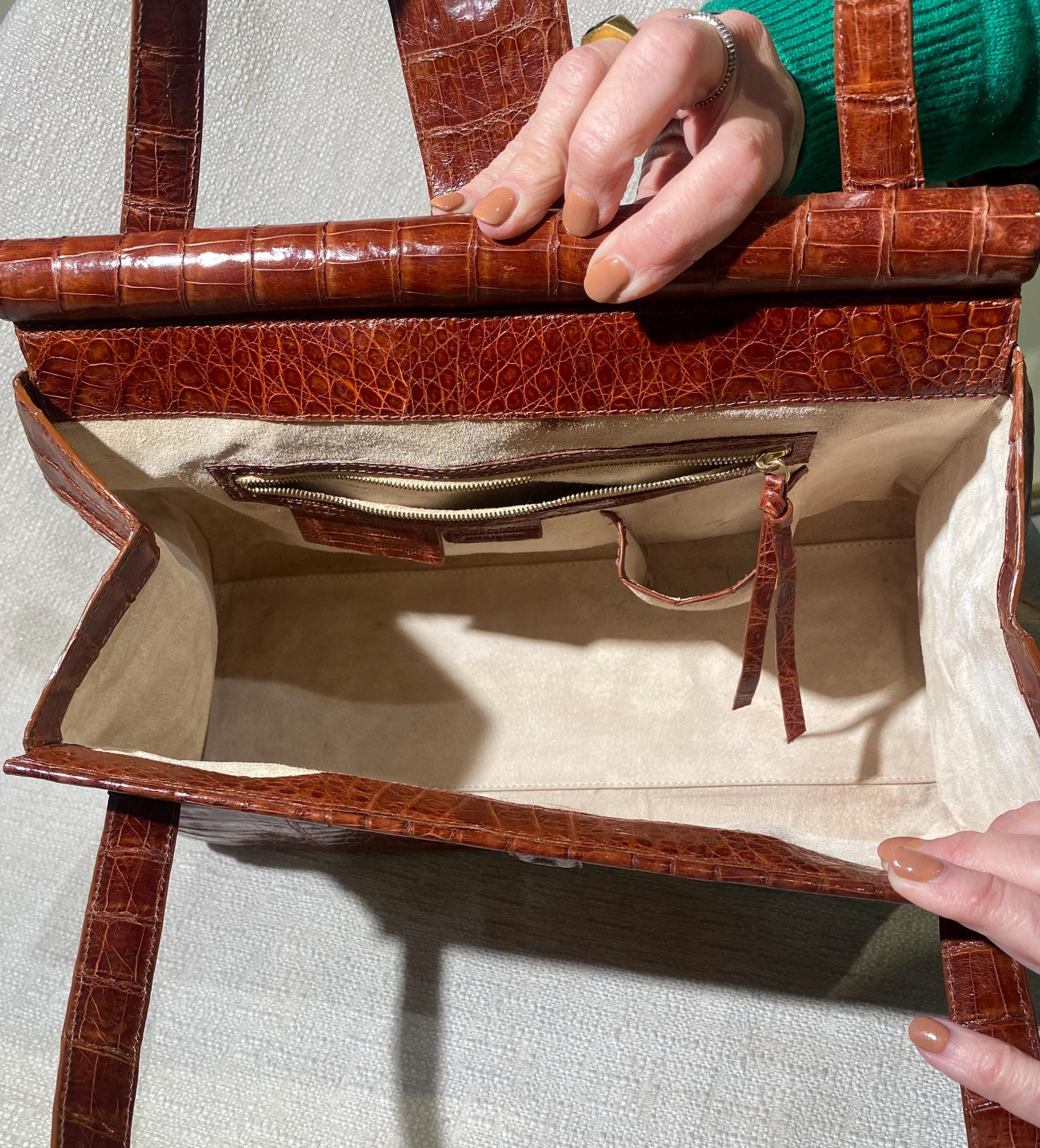 Lovely Nancy Gonzalez Rare Brown Crocodile Top Handle Bag - Etsy