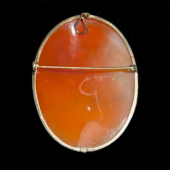 Vintage 14k Yellow Gold Shell Cameo Brooch/Pendant - image 2