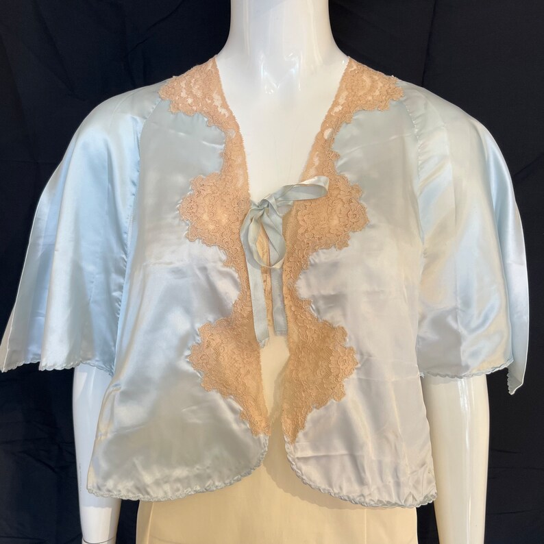Sweet 1950s Pale Blue Silky Nylon Bed Jacket Etsy