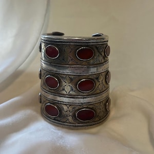 Rare Antique 19th Century Turkisman/Afghani Sterling Silver and Gold cuff Bracelet