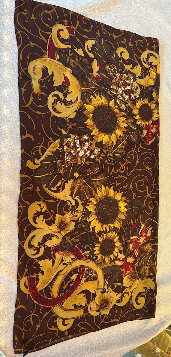 Lovely 90s Chanel Silk Scarf With Sunflowers - Etsy