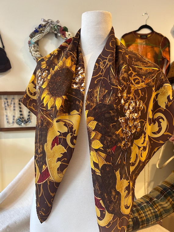 Lovely 90s Chanel Silk Scarf With Sunflowers - Etsy