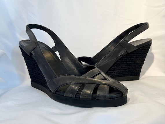 Buy Lovely Jil Sander Black Italian Leather Slingback Wedge Heels Online in India Etsy
