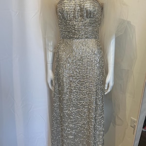 Spectacular Metallic Beaded Couture Gown by Oscar  De La Renta