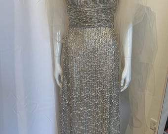 Spectacular Metallic Beaded Couture Gown by Oscar  De La Renta