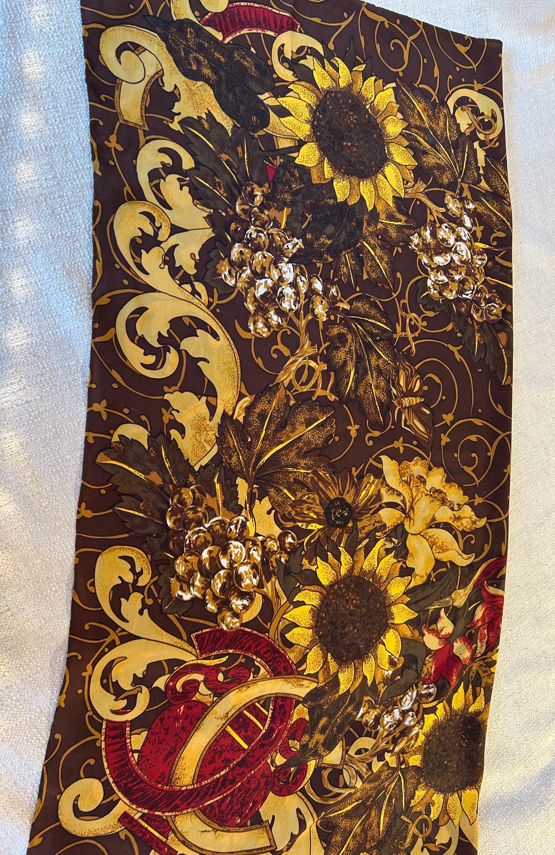 Lovely 90s Chanel Silk Scarf With Sunflowers - Etsy