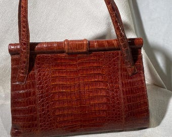 希少 90s bio-politics hand bag 名作 入手困難 Lovely Nancy Gonzalez Rare Brown Crocodile Top Handle Bag - Etsy