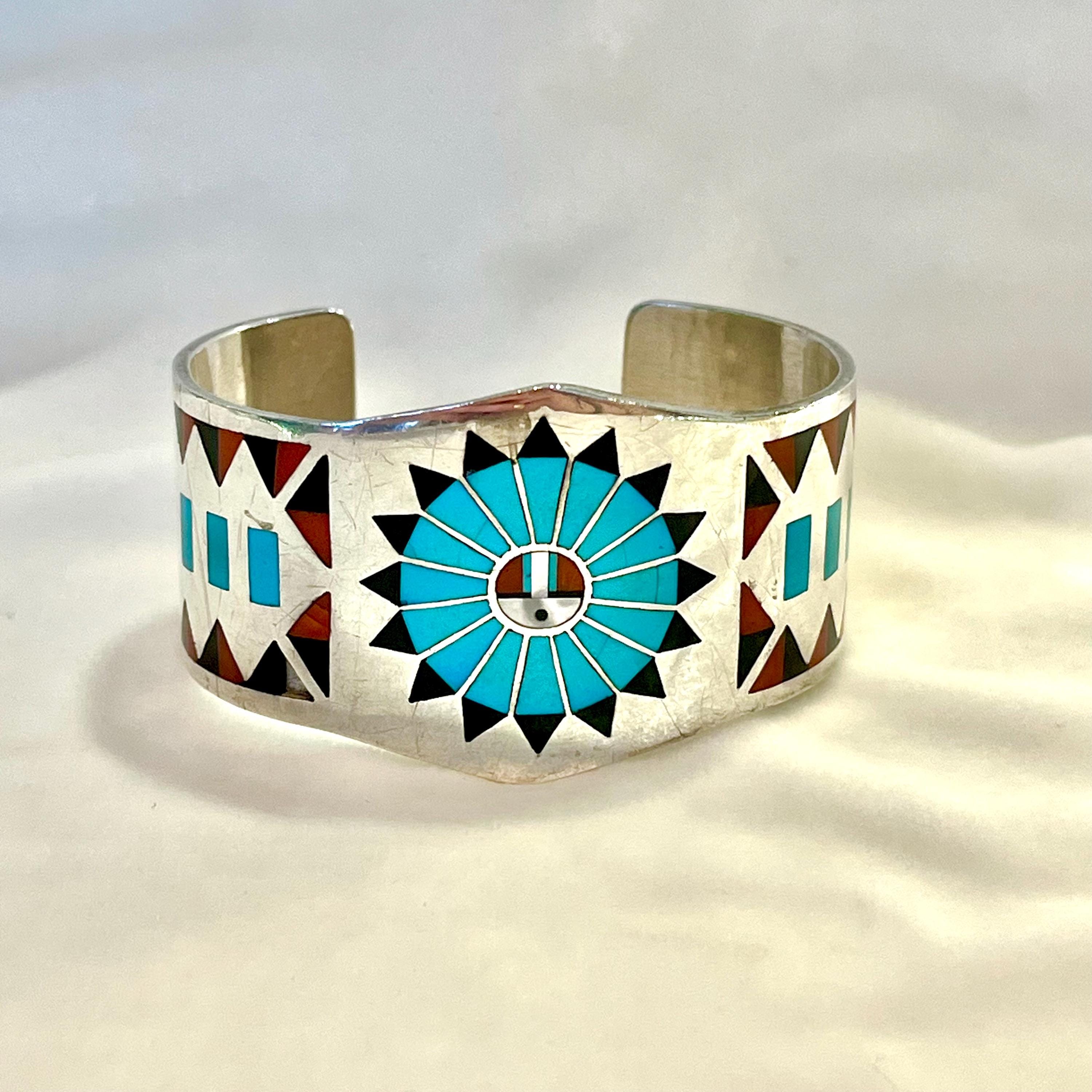 Zuni Sunface Spinner Cuff Bracelet – Keshi The Zuni Connection
