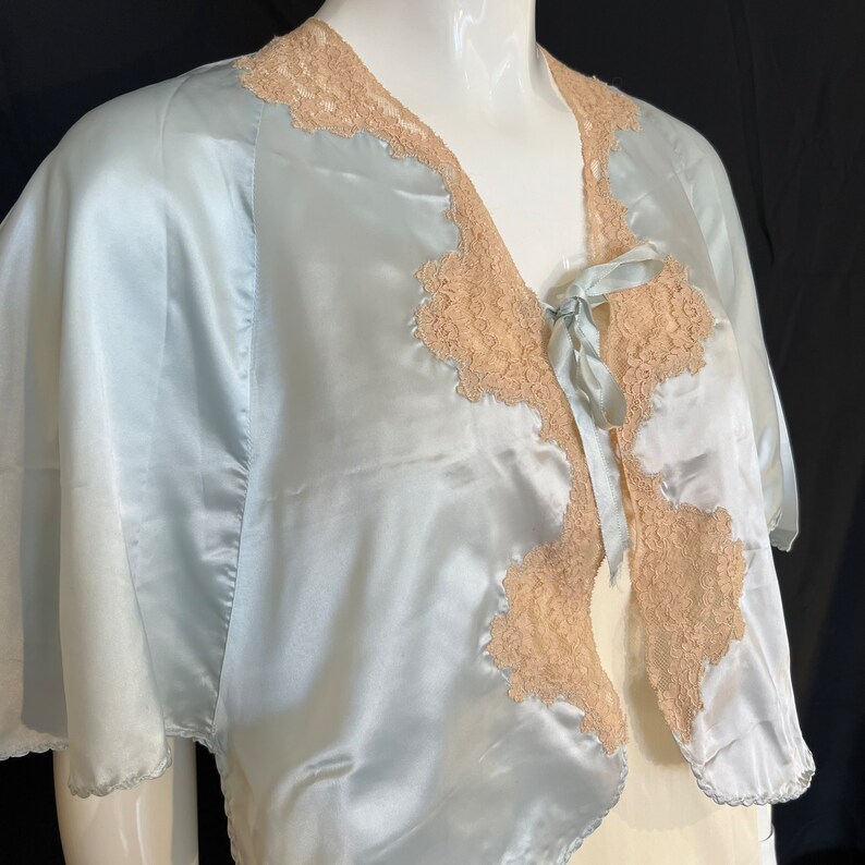 Sweet 1950s Pale Blue Silky Nylon Bed Jacket Etsy