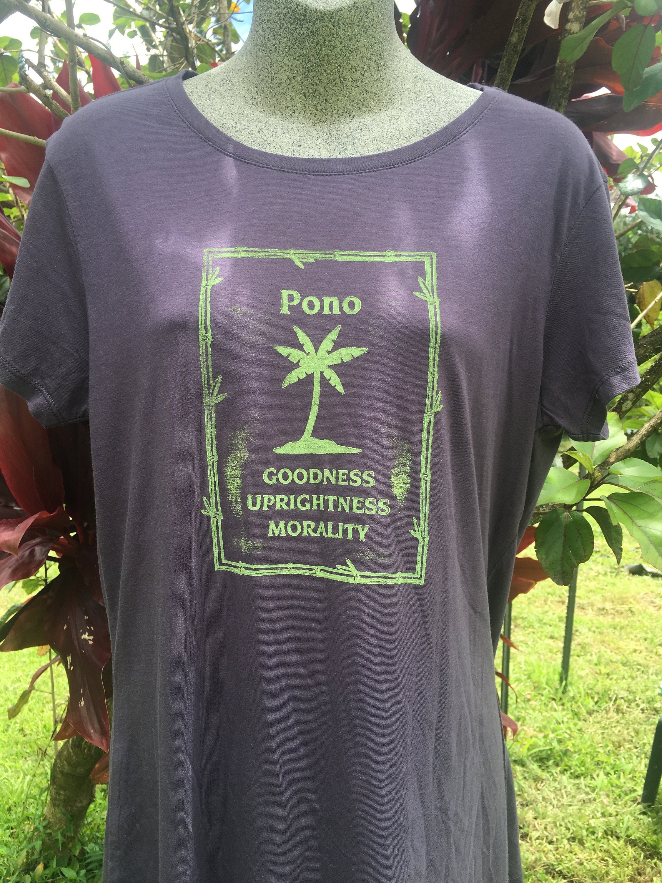 Women's Pono made on Maui block printed on purple organic | Etsy